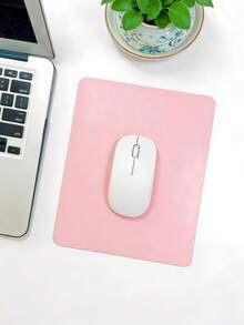 2/1pc PU Leather Square Mouse Pad, Easy To Clean And Waterproof, Minimalist Solid Color, Square Leather Mouse Pad, Single Pack, One Size/Pink, Office Supplies. Gaming Mouse Pad, Desktop Accessory, Office Desk Accessory, Mouse Pad, Desktop Mouse Pad - Pink - View 3