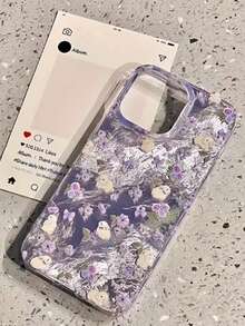 1个新款时尚冰川图案梦幻紫色花朵和兔子印花手机壳，兼容 11/12/12 Pro、13/14/15、13 Pro/14 Pro/15 Pro、12 Pro Max/13 Pro Max/14 Pro Max/15 Pro Max、16、16 Pro、16 Pro Max、17、17 Pro、17 Pro Max，时尚保护壳，送给女朋友、闺蜜、情侣的独特礼物，生日礼物 - 彩色 - 查看 3