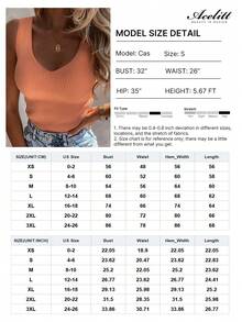 Acelitt Áo tank top nữ màu trơn, cổ chữ V, chất liệu len dệt kim, kiểu dáng casual, hở lưng, thích hợp cho kỳ nghỉ hè. - trái cam - Xem 4
