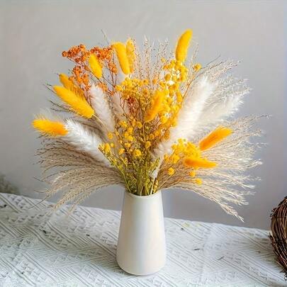 72支波西米亚风干花 | 田园风芦苇草和兔尾草 | 精选手工制作 | 适用于家居和房间装饰、生日派对装饰、花束和插花 | 适合圣诞节