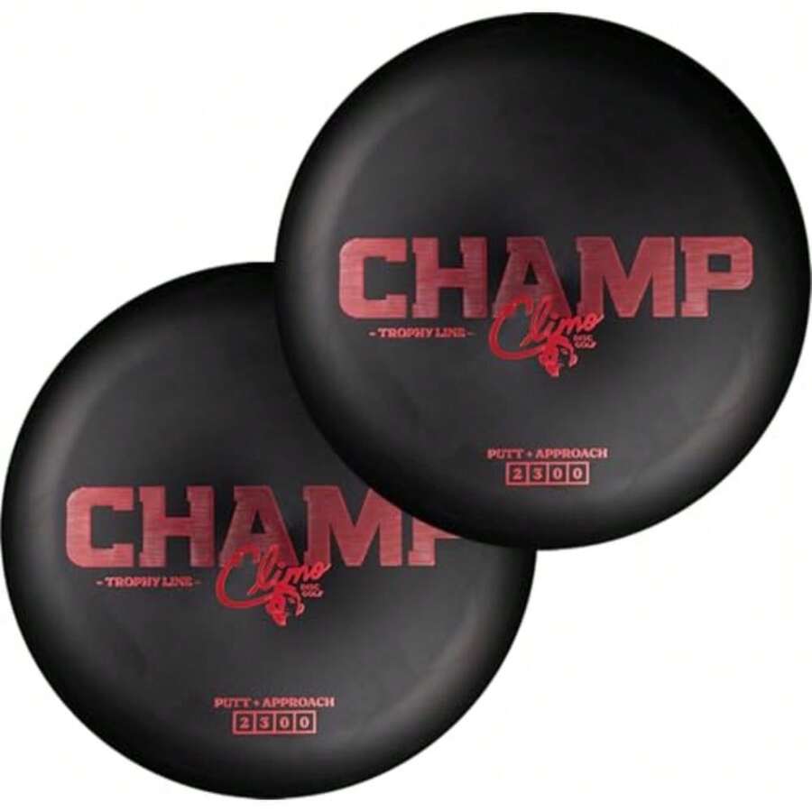 Climo Disc Golf Champ Putter 2-Pack - Trophy Line Plastic - 173+ Grams - White Black or Pink Matching Putters Ken Climo 12X World Champion - Negro - Ver 1