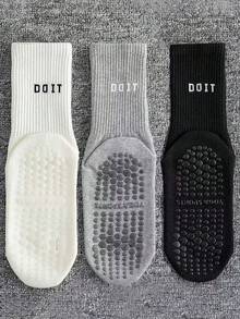 1/3/4 双装女士防滑普拉提中筒袜，鞋底带防滑点，运动袜 - 彩色 - 查看 16