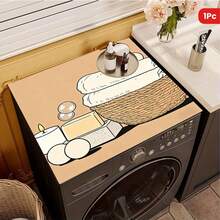 1pc Washing Machine Dryer Mat With Laundry Blueprint Print, Non-Slip Absorbent Rubber Drying Pad, Quick Dry Kitchen Counter Mat, Household Essential - Laundry Basket - View 5