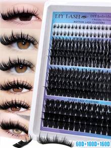 300D+200D+160D/60D+100D+60D 4款睫毛套装，包含下睫毛、尖刺睫毛和睫毛簇，246/182片装，俄罗斯睫毛嫁接套装，尖刺睫毛，3D浓密睫毛簇，60D/100D/160D/200D/300D下睫毛及尖刺睫毛簇，浓密单根睫毛簇嫁接，尖刺睫毛簇，DIY仙女/漫画风格睫毛 - D - 查看 3