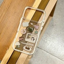 Ốp lưng điện thoại Kawaii Coffee & Cat Daily Collage, mỏng nhẹ, chống sốc, trong suốt, tương thích với iPhone 17/17 Air/17 Pro/17 Pro Max/16/7/8/11/12/13/14/15/X/XR/Xs/Plus/Pro/Pro Max/SE2 - cổ trắng - Xem 3