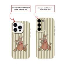 1pc TPU Material Cute Rabbit Family Striped Pattern Phone Case Compatible With Apple 17 Pro Max/17/16 Pro Max/15/13/12/11, S20 FE/A15/S24/A55, Compatible With Redmi Note 11/Note 12/Note 13 Pro, Full Coverage Anti-Drop Soft Protective Phone Cover - White - View 7