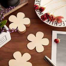 10pcs/20pcs Flower Shaped Wooden Pieces With Ropes, Blank Flower Shaped Wooden Accessories, DIY Flower Decorations, Wooden Strips For Decoration Projects - Multicolor - View 8