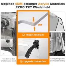 Golf Cart Windshield for EZGO TXT 1995-2013 Golf Cart Foldable Clear Impact Resistant Windshield For EZGO Fit 0.75 Inch Square Strut Window Frame Tinted - Teñido - Ver 5