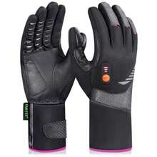 Heated Gloves for Men Women Rechargeable Waterproof Heated Work Gloves with Arthritis Raynaud's Relief for Ski Golf Hiking Driving - Negro Morado - Ver 2