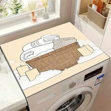 1pc Washing Machine Dryer Mat With Laundry Blueprint Print, Non-Slip Absorbent Rubber Drying Pad, Quick Dry Kitchen Counter Mat, Household Essential - Laundry Basket - View 3
