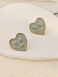 Fashion New Stainless Steel Heart-Shaped Cross Flower Multi-Color Stud Earrings Colorful Tulip Love Heart Stud Earrings Sweet Cute Light Luxury Simple Niche Design Elegant Fashion Earring Stud For Women Summer Beach Vacation Bikini Accessories Attractive Clothes, Wedding Dresses Accessories - Versatile JewelryPerfect For Wearing While Swimming, Bathing, Exercising ,Great For Valentines Day, Birthday, Mother Day, And Vacation Surprises. - Multicolor - View 13