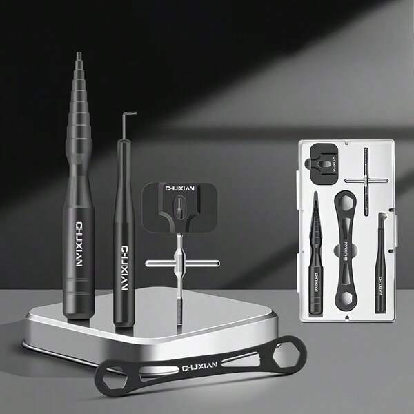 5pcs Fishing Line Reel Repair Tool Kit (Includes Alloy Tool Set & ABS Storage Box) - Suitable For Maintenance Of Spinning Reel/Baitcast Reel, Containing Disassembly Pin, Nut Wrench, Bearing Tool, Designed For Fishing Enthusiasts (Fishing Rod Repair Specific)