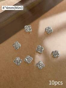 10 chiếc trang sức móng tay vuông sang trọng, thanh lịch, phụ kiện móng tay tối giản phong cách Y2K cho ngày Valentine, đá pha lê trắng và hồng lấp lánh, phù hợp cho nhiều mục đích trang trí móng tay DIY, móng ngắn, dụng cụ làm móng kiểu Pháp. - Nhiều màu - Xem 5