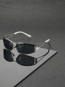 Y2K Retro Futuristic Glasses, Unisex, Unique Hollow-Out Luxury Frame, Slimming Daily Commute Essential - Multicolor - View 14