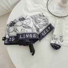 Fashion French Letter Rose 8-Rib Reinforced Black Coating Umbrella, Anti-UV Sun & Rain Dual-Use - Alphabet Rose Series - View 4