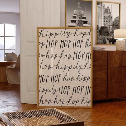 1pc Frameless Hippie Easter Print Neutral Minimalist Wall Sign Spring Quote Poster Easter Bunny Decor Boho Aesthetic Room Decor Posters For Wall Funkyposters Dorm Essentials College Room Gift For Bedroom Living Room Home Decoration