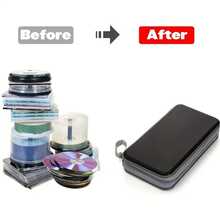 Soporte para CD, estuche para CD/DVD de 96 capacidades, organizador de almacenamiento portátil, soporte protector de plástico duro para viajes en coche YODD - Negro - Ver 10