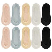 1/5/10 Pairs Women's Silicone Non-Slip Invisible Boat Socks, Ultra-Thin Seamless Shallow Mouth Boat Socks, Ice Silk Boat Socks For Summer - Multicolor - View 13