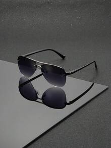 Fashionable Versatile Double-Bridge Fashion Glasses, Minimalist Streamlined Temples, , Suitable For Street Style, Gatherings, Vacation, And Commuting - Multicolor - View 12