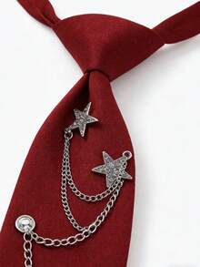 Women's Fashion Casual Star Metal Chain Tie, No Tie Required, Vacations, And Traveling - 酒紅色 - 查看 4