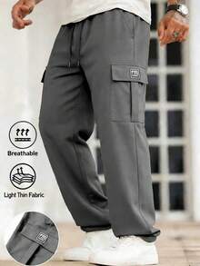 Men's Practical Cargo Pants, Suitable For Outdoor Travel. This Utility Pants Feature Multi-Pocket Design, Combining Campus Style. It's An Excellent Gift For Boyfriend Or Husband. - Grey - View 10