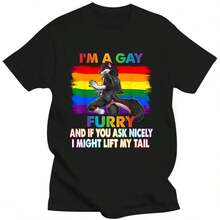 I'm A Gay Furry Rainbow Fox Wolf Fursona Fandom Pride Month T-Shirt - 黑色 - 查看 1