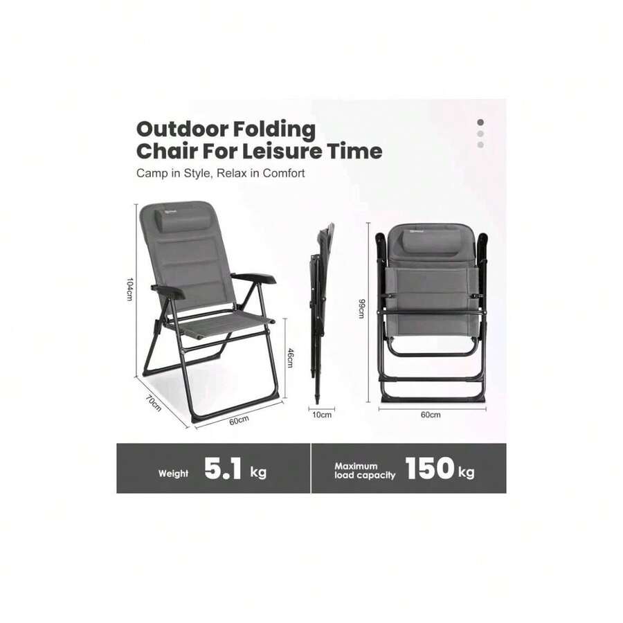 Homecall Folding Garden Camping Chair Steel Rip Stop Polyester Mesh Padded - Multicolor - View 1