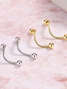 925 Sterling Silver Single Nose Ring, Spiral Rotating Nose Stud, Unique Curved Design, Ball Closure, Women's Spiral Nose Ring - Single Nose Ring - View 6