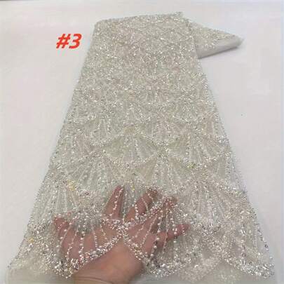 2026 High Quality Nigerian Embroidered French Mesh Lace Fabric With Sequins, Suitable For Wedding Party Garment Sewing