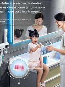 Toothbrush Holder Sterilizer With UV Light, Automatic Antibacterial Toothpaste Dispenser - 黑色 - 查看 2