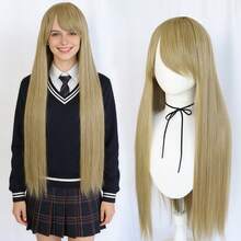 Universal Anime Cosplay Extra Long Straight Wig With Side Bangs - Blue Flaxen Green Purple Versatile Heat Resistant Synthetic Hair With A Long Fringe For Daily Party Holiday & Cos Events - Multicolor - View 14