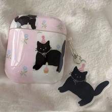 Black Cat Ear Protective Case Cover Compatible With Apple Wireless Earphone Case, Anti-Scratch And Anti-Drop - Pink - View 4