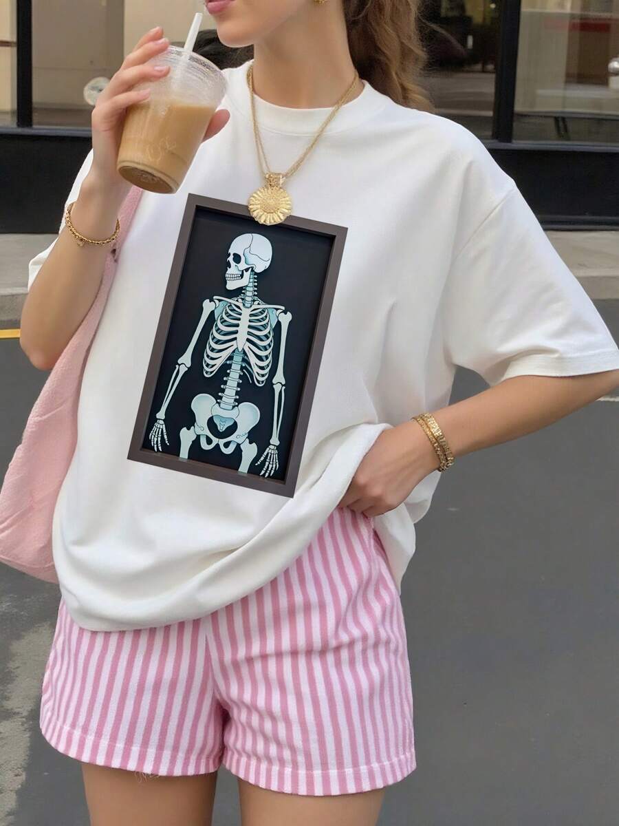 Funny Dabbing Skeleton Rad Tech X Ray Radiology Men Women T Shirt_60_t1 - White - View 1