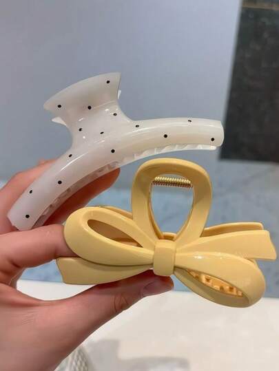 Fashionable Bow Polka Dot Hair Clip - Elegant Women's Hair Clip Suitable For Daily Wear, Work And Leisure, Non-Slip Clip Can Fix Hair And Add Sweet And Graceful Hair Decoration