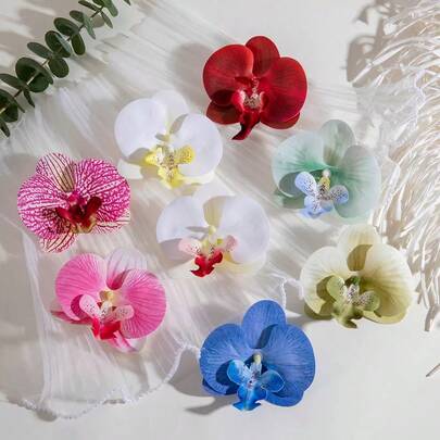 2pcs New Realistic Orchid Hair Clips - Forest Fairy Style Side Clips, Party Atmosphere Orchid Hair Clips, Unique Design High-End Hair Accessories, Essential For Beach Holiday Photos