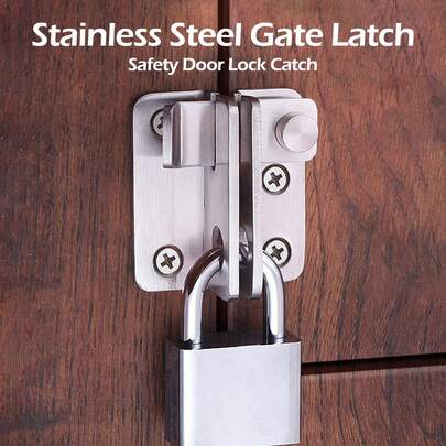 1 chốt cửa bằng thép không gỉ có lỗ khóa, chốt cửa trượt chịu lực cao, chống gỉ, khóa cửa an toàn cho nhà kho, gara, nhà vườn, phòng tắm, tủ, lồng thú cưng, hàng rào, cửa trượt, cửa sổ.