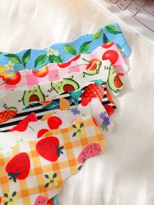 SQPVEH 6pcs/Pack Women's Fruit Print Hollow Heart Design Comfortable Sexy Low-Rise Thong Panties - Multicolor - View 7