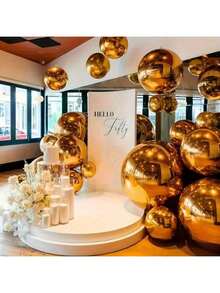 20pcs 4D Round Aluminum Foil Balloons - Shiny Balloons, 360 Degree Rotating Balloons, Metallic Balloons, Summer Pool Party Decor/Photography Props, New Year, Photography Props, Party Table Decor, Mirror Balloons, Balloon Arch Kit, Birthday Balloons, Birthday Party Balloons, New Year Foil Balloons, Happy Birthday Balloons, Party Decorative Balloons, Floating Luminous Balloons - Multicolor - View 2