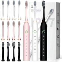 IPX7 Electric Toothbrush With Replaceable Head, Smart, Ultrasonic, Waterproof - Black - View 1
