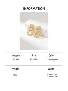 1对简约休闲几何金属耳钉（女士款） - 金黃色 - 查看 7