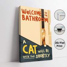 1pc Funny Cat Bathroom Wall Art Poster - "Welcome To The Bathroom, Cats Are Coming" Sign, Modern Minimalist Cat Themed Decor Suitable For Bathroom, Kids Room, Office - Unframed 12x18 Inches Or 16x24 Inches (30x46/40x61 Cm, 2D Flat, Perfect Fit) - Multicolor - View 12