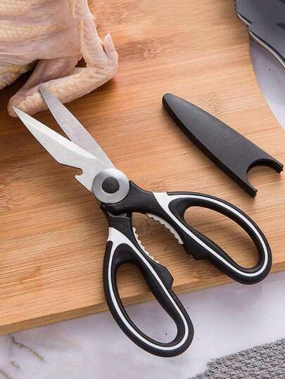 1 Juego de Tijeras de Cocina de Acero Inoxidable, Tijeras Multiusos para Aves, Carne, Huesos y Pescado, Tijeras de Cocina Negras y Blancas con Mango Ergonómico Antideslizante, Utensilio de Cocina, Regalo Ideal para Año Nuevo, Día de San Valentín, Día de la Madre, Día del Padre, Graduación, Inauguración de Casa