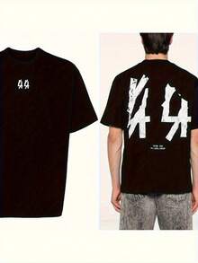 Camiseta Oversized Unisex 44 LABEL GROUP para Hombres y Mujeres con Estampado Gráfico Atrevido - Corte Holgado de Algodón, Ropa Urbana para Gimnasio, Conciertos o Casual (/Blanco) |   Moda Urbana Todo Clima, Estilo Callejero, Material Duradero, Jóvenes Adultos - Oscuro - Ver 2