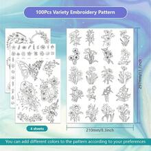1 Sheet Pre-Printed Embroidery Stabilizer Self-Adhesive Water-Soluble Non-Woven For Sewing - 1ST - View 3