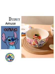Disney Bộ bát cơm và bát súp bằng gốm hình Stitch, bộ đồ ăn hoạt hình dễ thương, bộ quà tặng gia dụng chất lượng cao. - Nhiều màu - Xem 9