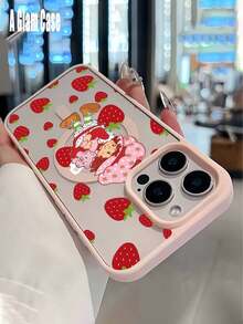 Magnetic Sweet Retro Strawberry Doll Pink Cute Phone Case  Forros Para It Is Compatible With Galaxy Models Including Compatible For Galaxy S25ultra, S24, 24 Ultra S23, S22, S21 PLUS, FE And Ultra,Galaxy A33 Compatible With For Iphone17 Pro Max, 16e, 15, 14 And 13. It Makes A Perfect Gift For Birthdays, Holidays, New Year And Valentine's Day.Valentines Day Good Valentines Gifts - 粉色 - 查看 4