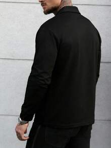 男士Polo衫，舒适透气，适合商务和运动场合穿着，黑色，春季款 - 黑色 - 查看 2