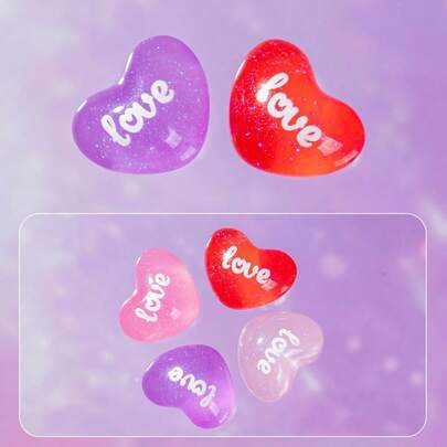 24件创意情人节闪亮爱心夜灯家居装饰树脂工艺品DIY首饰配件