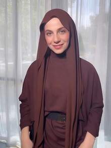 1pc Instant Chiffon Hijab, Silky Soft Breathable Chiffon Fabric Al-Amira Hijab, Suitable For Daily Wear, Festivals, Prayers, And Pilgrimages - Instant Chiffon Hijab - View 12