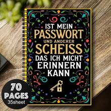 1本德文螺旋装订密码笔记本 - 优雅黑色封面，金色锁扣设计，用于互联网网站登录密码管理，安全密码日志，保持井然有序，计划本，密码簿，密码管理，装饰封面，螺旋装订 - A5 - 查看 1